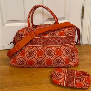 Vera Bradley Paprika Overnight with small case